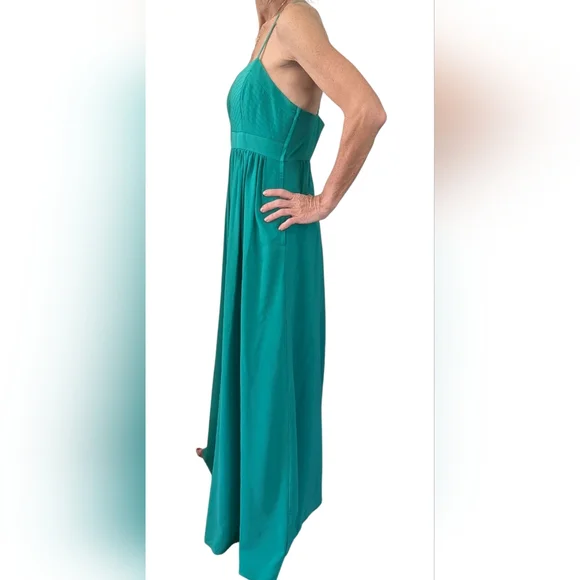 Badgley Mischka Women’s Belle Chiffon Formal Gown Kelly Green Maxi Dress Size 8 - Picture 5 of 13